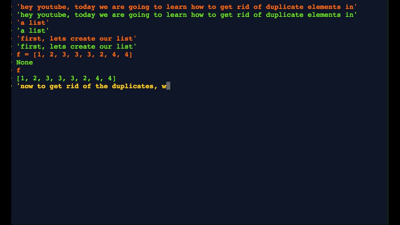 Python remove all duplicate values from a list - YouTube