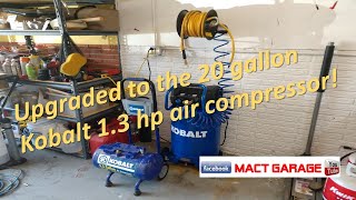 NEW! Kobalt 20 gallon Air Compressor review and use