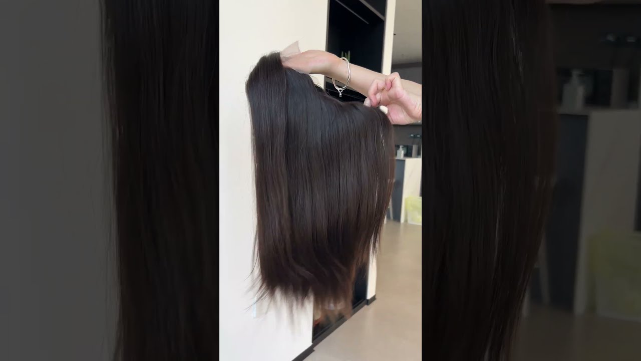 Gorgeous Human Hair Brown Color Natural Looking Parting Silk Top Lace Wig 