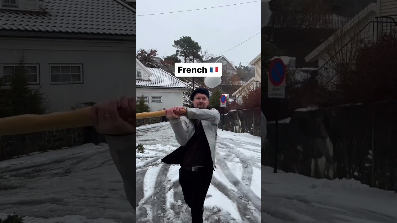 Попал под снежок 😂 