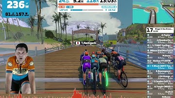 Zwift - Race: Stage 3: Sea Breeze - Beach Island Loop (C) on Beach Island Loop in Watopia