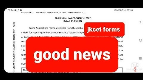 GOOD NEWS JKBOPEE RELEASES FORMS FOR JKCET ENGINEERING COURSES 2022