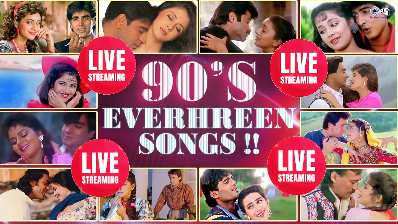 90s Romantic Hits:🔴 LIVE Audio JUkebox 90’s Bollywood Love Songs 🎵 90's Evergreen Hindi Songs