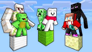 JJ and Mikey Survive On ONE BLOCK With MOBS in Minecraft!