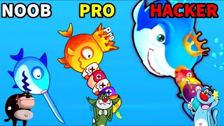 Noob Pro Vs hacker / fish.io game / funny moments / oggy and Jack screenshot 2