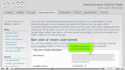 Ban users in phpBB by VodaHost web hosting