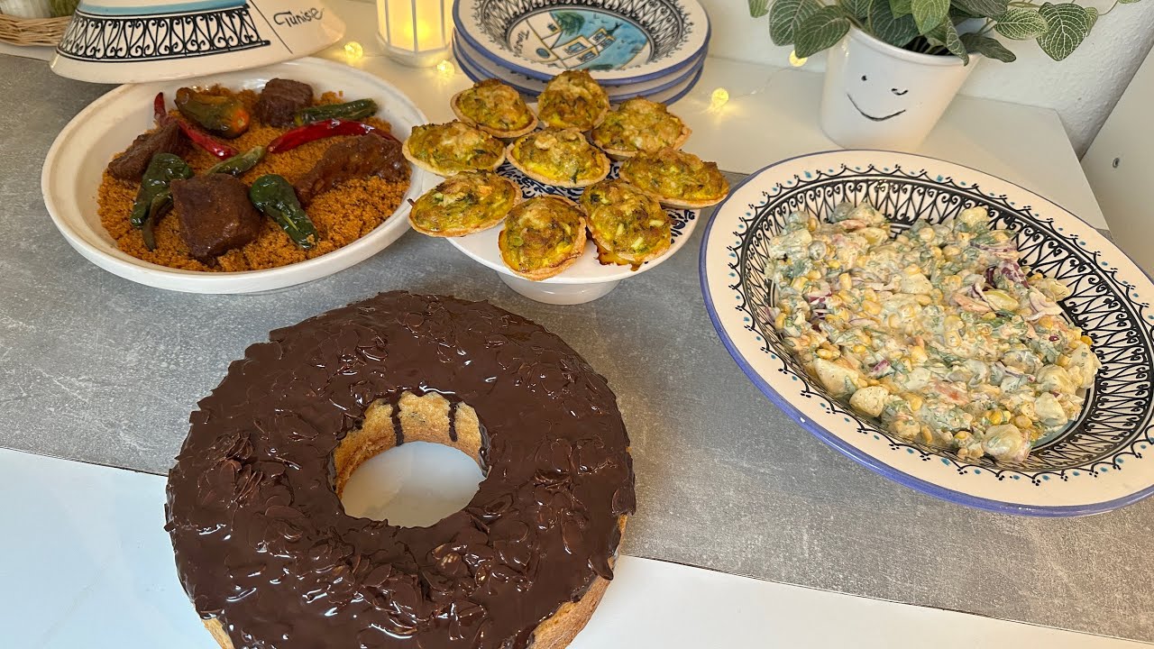 دبارة ليلة النصف من رمضان 🕌 | كسكسي بالصماصم 🍲 كيكة البردقان 🍊 بركات بالدجاج 🍗 و سلطة منعشة 🥗