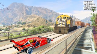 Car vs Train 635.275% People Break Their Wall After This Race in GTA 5! screenshot 5