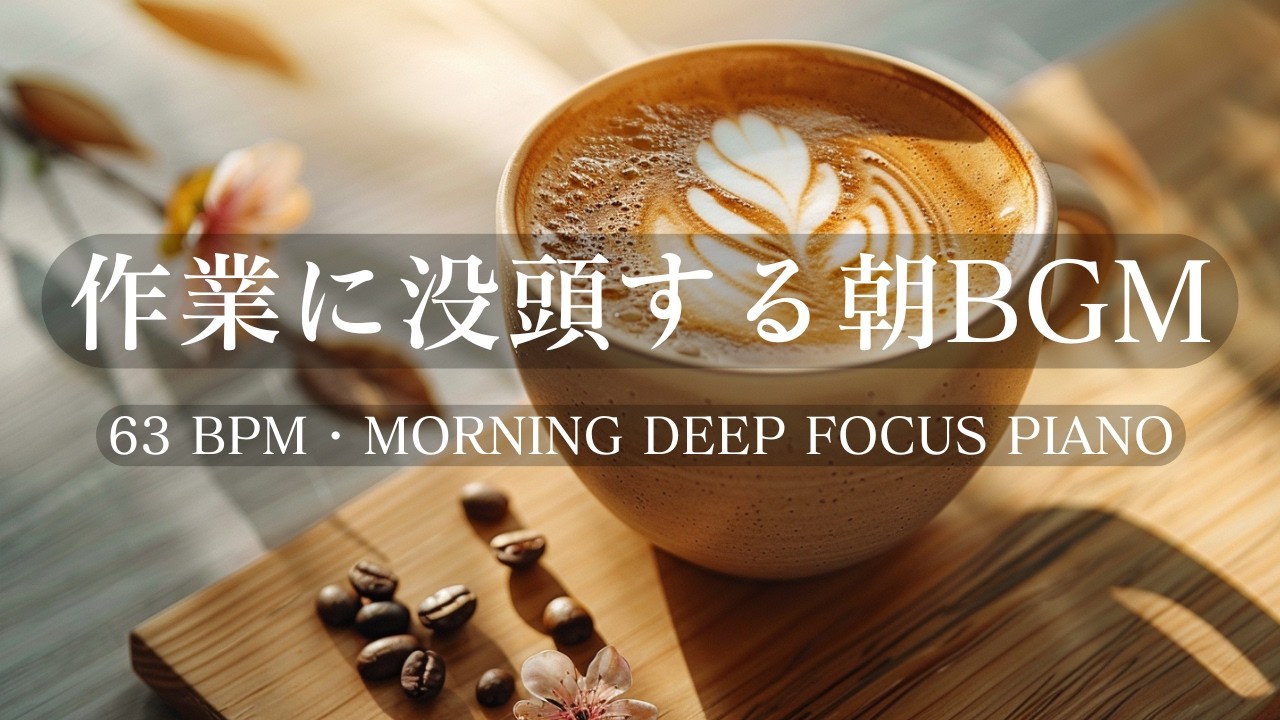【朝BGM】Morning Deep Focus Piano｜63 BPM Minimal Loop（1 Hour）｜作業に没頭する朝