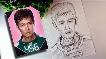 Squid Game Drawing | How to draw GI-HUN Player 456, Drawing Tutorial (step by step)