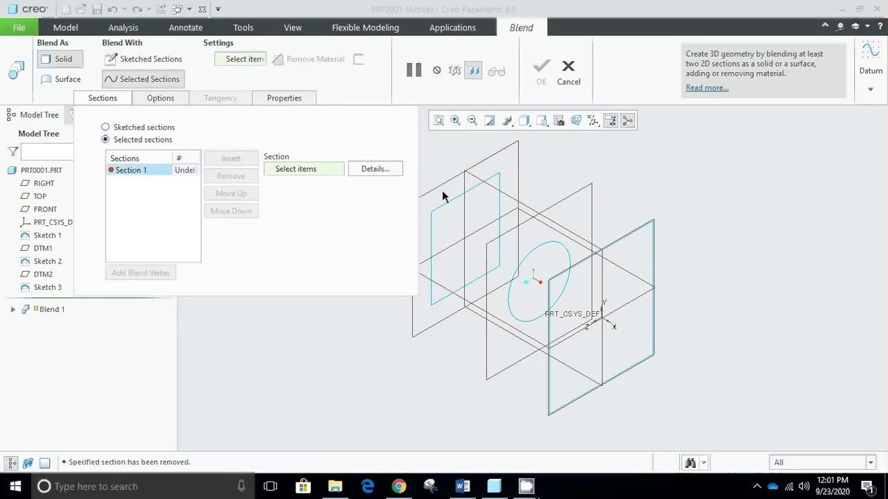 Week4a CREO 6 0 Using PARALLEL BLEND feature - YouTube