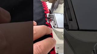 Automated Sewing Machine Precision Sching Bright Red Lace Trim