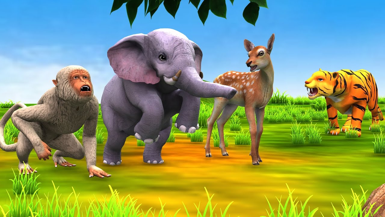 बहादुर हाथी का बच्चा भुलक्कड़ बंदर और बाघ Hathi Bandar aur Bagh Baby Elephant Monkey and Tiger Story