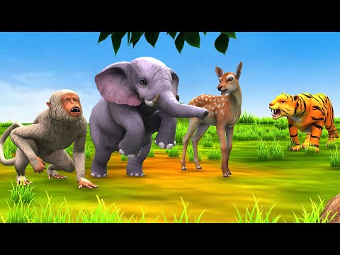 बहादुर हाथी का बच्चा भुलक्कड़ बंदर और बाघ Hathi Bandar aur Bagh Baby Elephant Monkey and Tiger Story