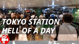 Walking Crowded Tokyo Train Station Due To OBON Summer Holiday - 4K 60FPS HDR