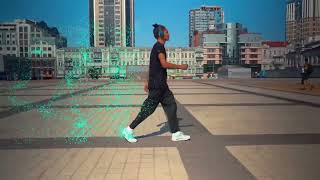 Particles behind the man, test