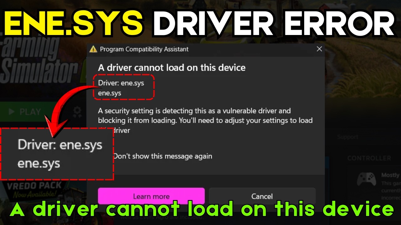 ene sys driver cannot load on this device windows 11 - YouTube