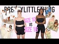 HUGE SIZE 10 VS SIZE 16 TRY ON CLOTHING HAUL | PRETTY LITTLE THING | A/W HAUL
