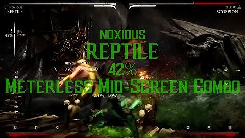 Mortal Kombat X - Reptile (Noxious) 42% Meterless Mid-Screen Combo HD