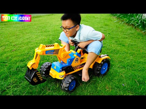 الحفار, الجرار, سيارة الإطفاء, شاحنات القمامة وسيارات الشرطة ومجمو unboxing the excavator