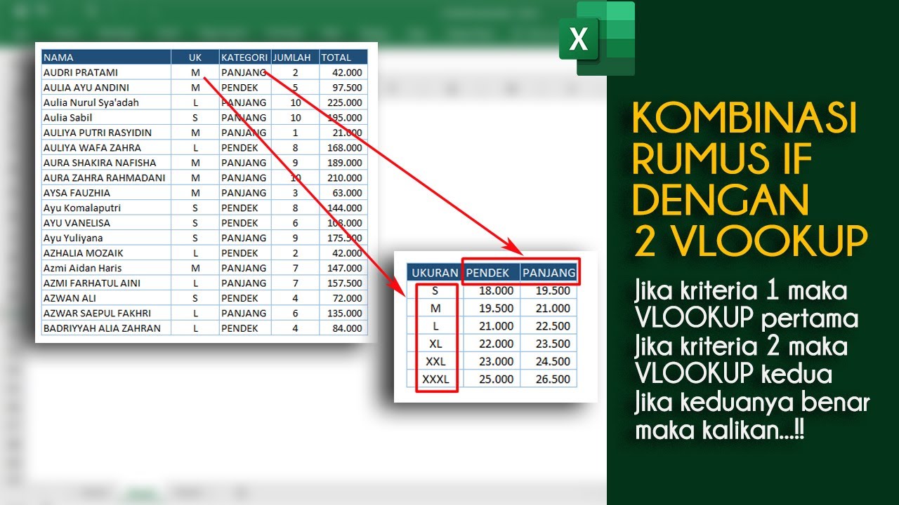 Kombinasi Rumus Excel IF Dengan 2 Fungsi Vlookup YouTube Kombinasi rumus excel if dengan 2 fungsi vlookup youtube