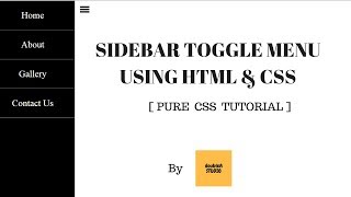 Sidebar Toggle Menu using HTML & CSS || By doubleA studio
