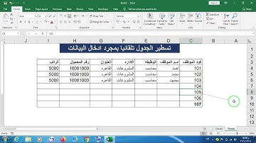 انشاء حدود وتسطير الجدول تلقائيا بمجرد ادخال البيانات في excel 2019