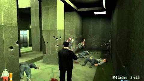 Max Payne 2 lobby shootout scene with epic music
