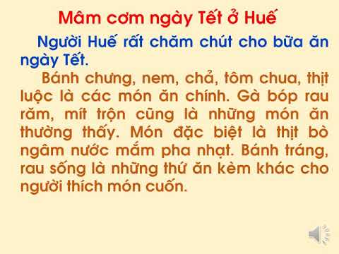 Lớp 1 TIẾNG VIỆT Mâm cơm ngày Tết ở Huế