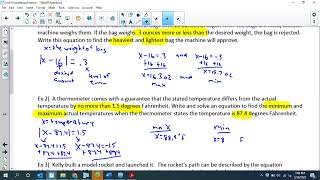 Sec 9-4 Solving Absolute Value and Quadratic Word Problems