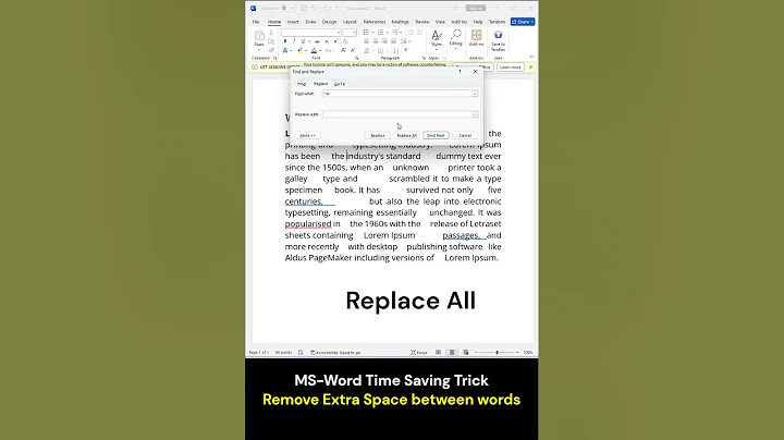 MS Word Time Saving Trick Remove Extra Space between words #shorts