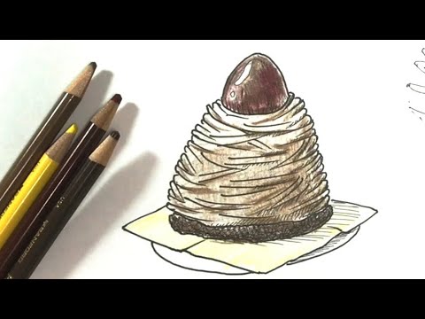 モンブラン 9分でわかるペン画と色鉛筆の絵の描き方 Youtube