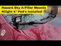 Nilight 4inch Pod Lights: Hazard Sky A Pillar Mounts Installed on Jeep Cherokee KL!