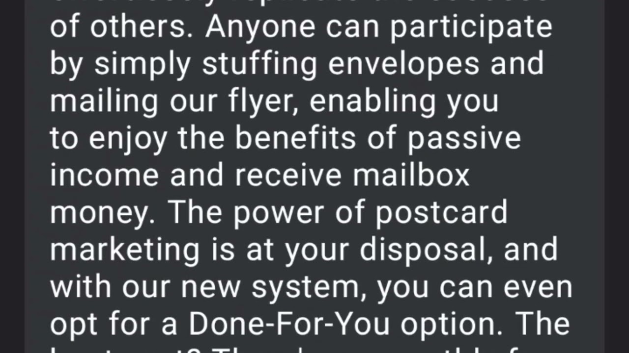 Stuffing Envelopes Mailing Flyer Enjoy Benefits of Passive Income Receive Mailbox Money Every Day!