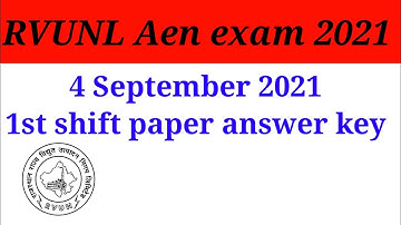 RVUNL Aen exam 2021| 4 sep. 2021 | 1st shift paper answer key