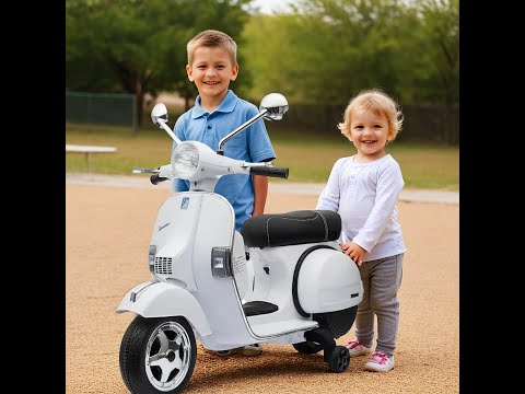 Електромотоцикл для дітей скутер електромобіль електричний мотоцикл байк світло звук багажник бокові колеса, видео 1