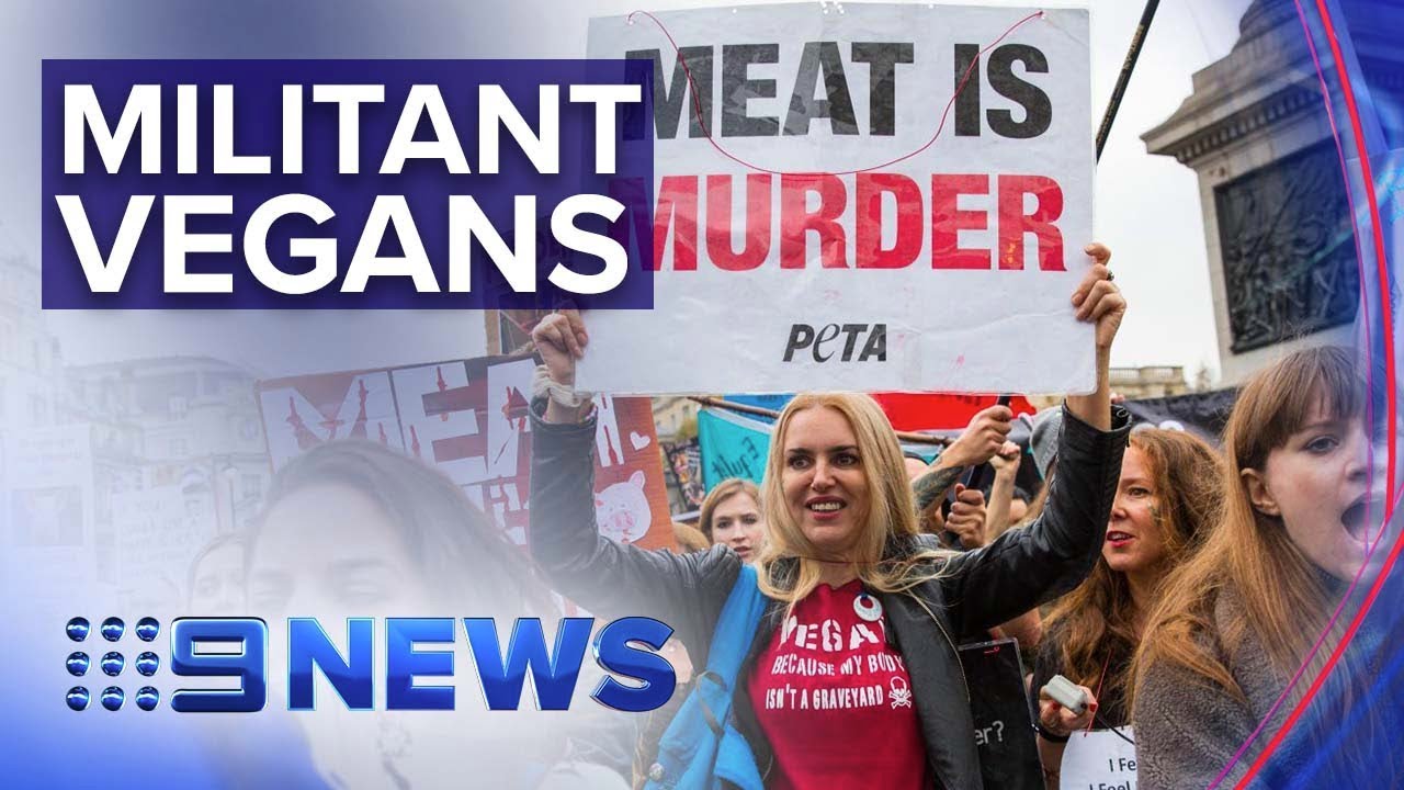 Militant vegans stage world's biggest animal rights protest Nine News