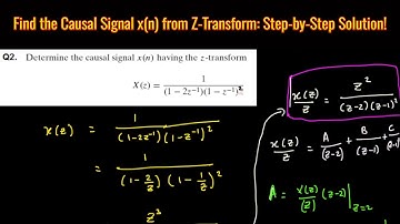 Determine the causal signal x(n) having the z-transform x(z)=(1)/((1-2z^(-1))(1-z^(-1))2)