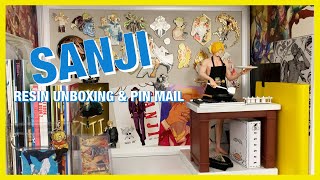 SANJI HAUL | unboxing my first resin statue!! and two months of pin mail!!