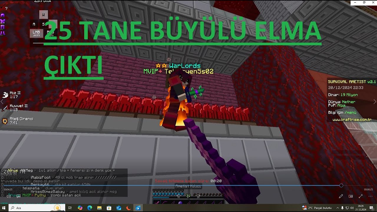 Zehirden 23 büyülü elma çıktı 9x kral-zehir nether pvp Craftrise Ametist