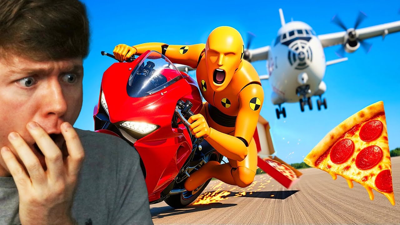 Reacting to EPIC SUPER BIKE PIZZA DELIVERY! (BeamNG Drive)