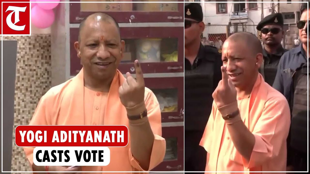 UP Chief Minister Yogi Adityanath casts his vote in Gorakhpur during ...