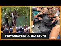 Watch: Priyanka Gandhi Vadra jumps over police barricades as Congress protest rages In Delhi