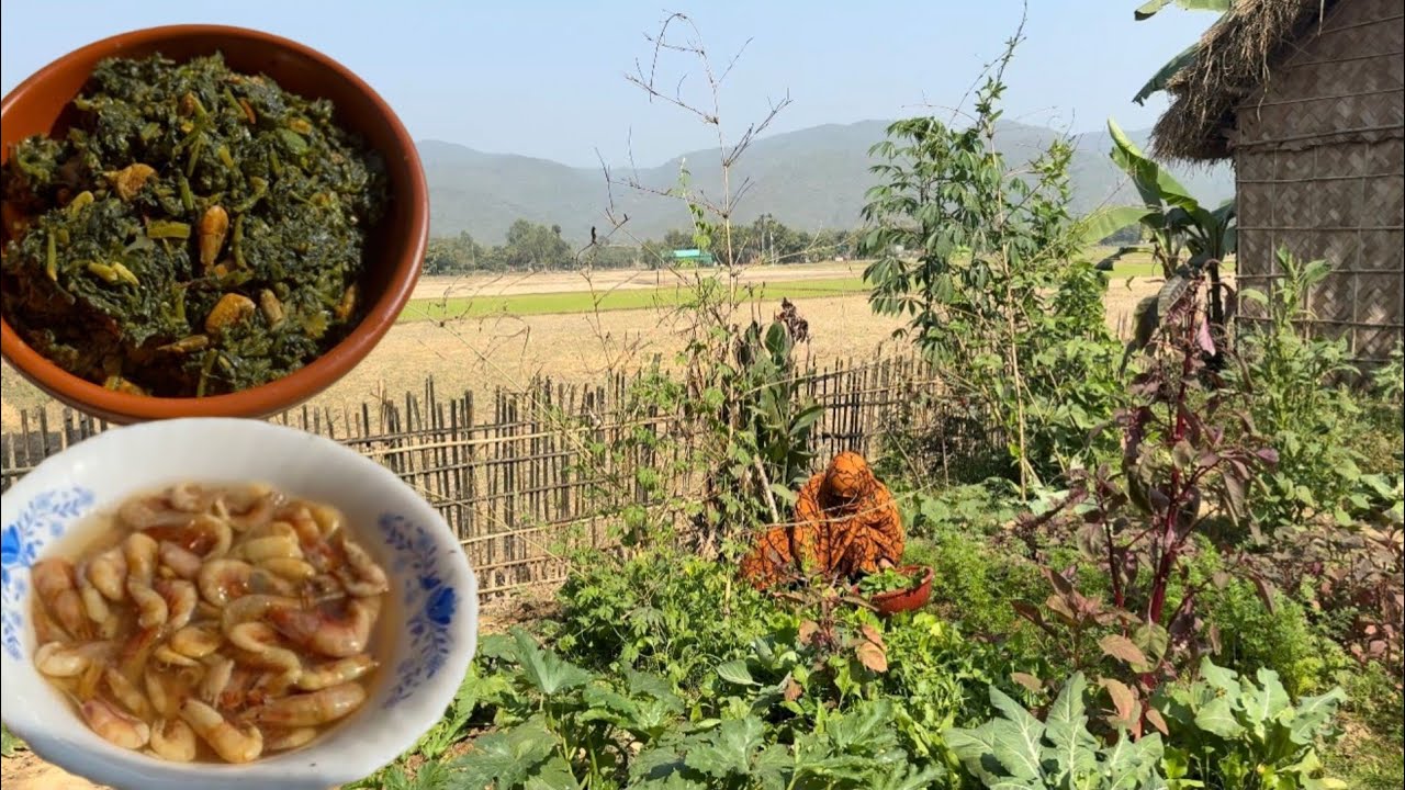 শীতের শেষে আজ করলাম চিংড়ি শুটকি দিয়ে পালং শাকের ঘণ্ট || Bengali recipe 
