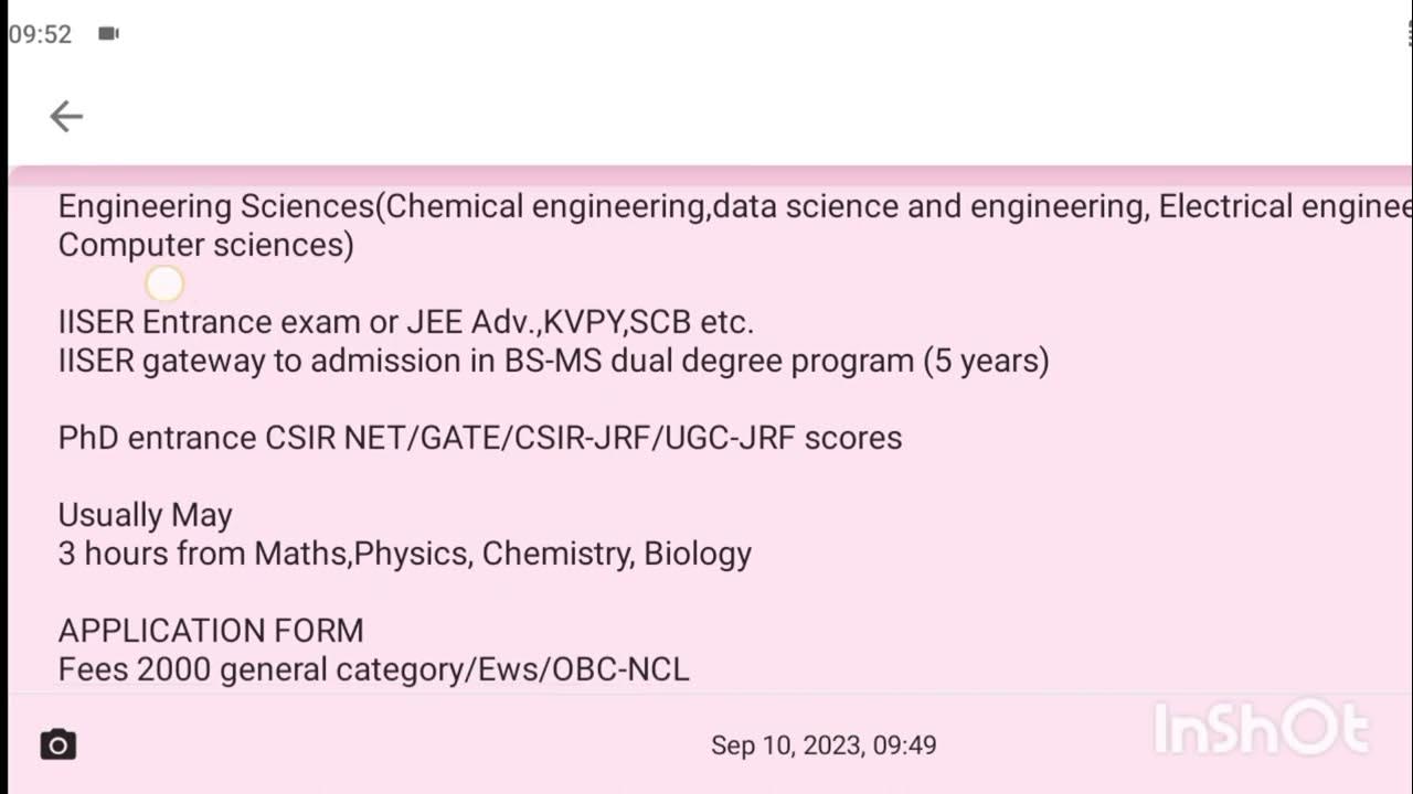 IISER Exam details Fees Courses offered Application procedure YouTube