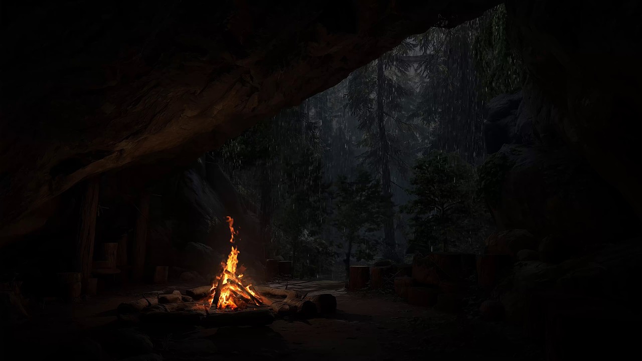A Chuva Da Noite E O Crepitar Da Lareira 🔥 Ajudam A Reduzir O Stress E A Relaxar 🌧️😌