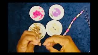 Handmade Pink Gold Beaded Bracelet Set Polymer Clay Heishi Beads