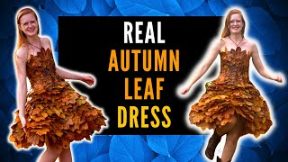 Sewing a Dress from REAL AUTUMN LEAVES - Making Leaf Clothing - Crafting DIY From Fallen Fall Leaves screenshot 1