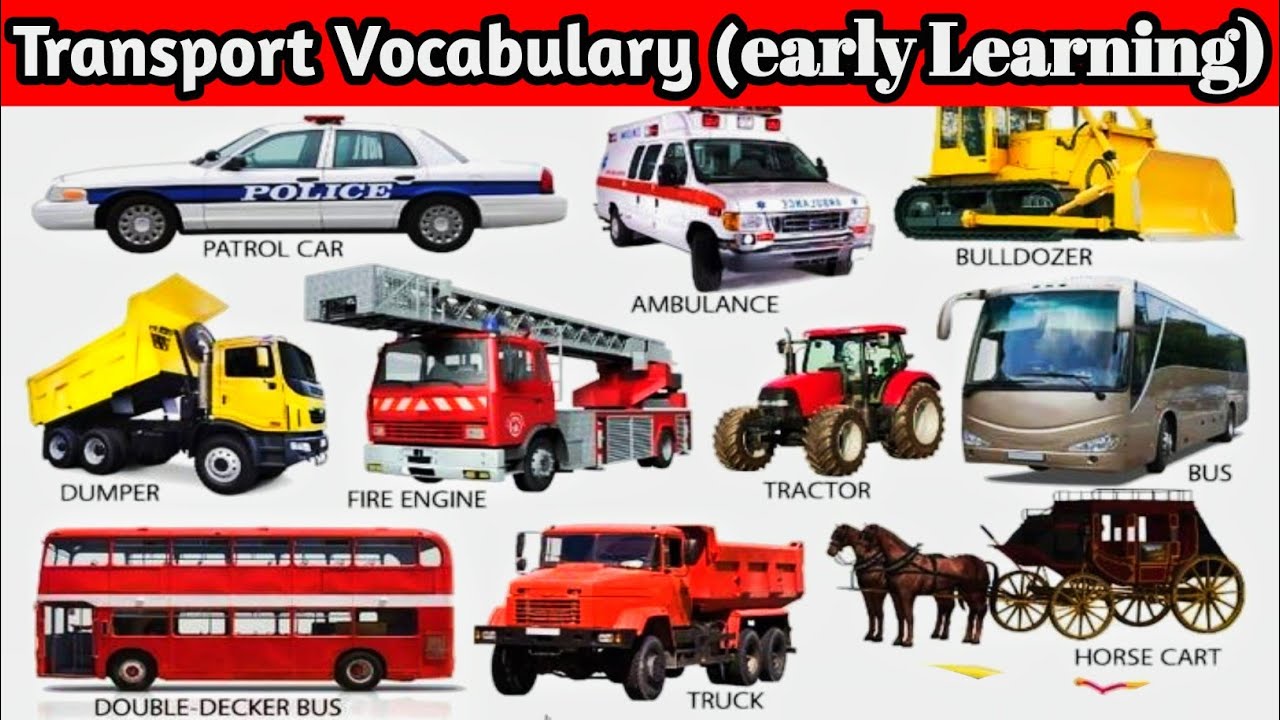 🚑🚕🚙Transport Vocabulary l Early learning l white board animations