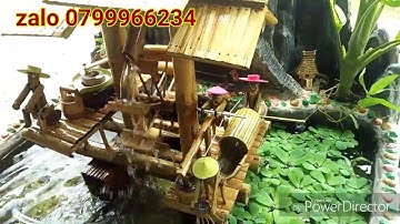 Tiểu cảnh ống Tre.thật độc đáo.nơm cá+chèo thuyền+xay bột+giã gạo.bamboo tube